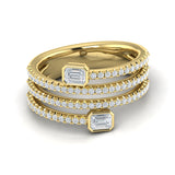 Diamond Three Row Diamond Baguette Wrap Ring