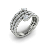 Diamond Three Row Diamond Pear Wrap Ring