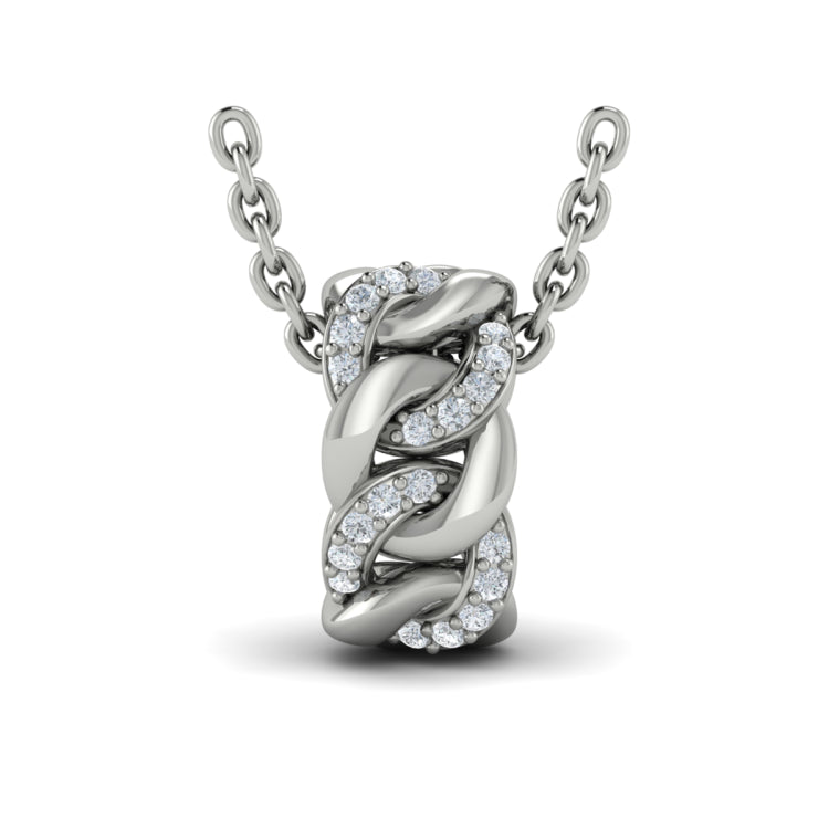 Channel Set Link With Diamonds Pendant Necklace