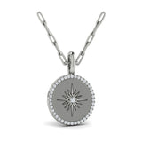 Center Starburst Diamond And Bezel Pendant Necklace