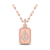 Diamond Anchor Medallion Pendant Link Necklace