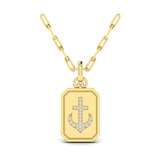 Diamond Anchor Medallion Pendant Link Necklace