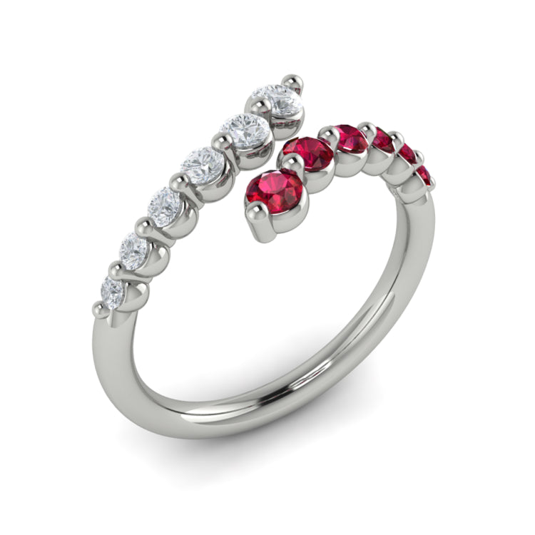 Diamond And Ruby Open Wrap Ring