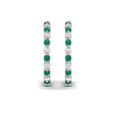 Diamond And Emerald  Open Twist Hoop Earrings