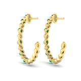 Diamond And Emerald  Open Twist Hoop Earrings
