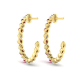 Diamond And Ruby  Open Twist Hoop Earrings