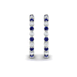 Diamond And Blue Sapphire  Open Twist Hoop Earrings