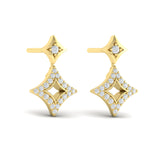 Diamond Double Vlora Star Open Motif Drop Stud Earrings