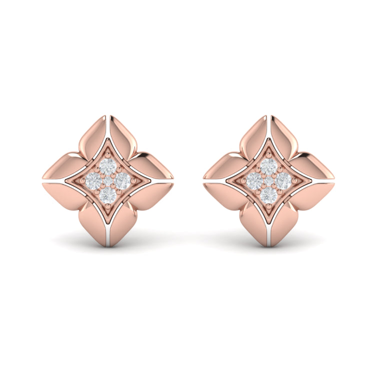 Diamond Cluster Floral Vlora Star Motif Stud Earrings