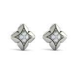 Diamond Cluster Floral Vlora Star Motif Stud Earrings