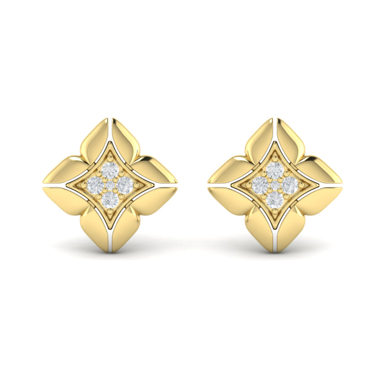 Diamond Cluster Floral Vlora Star Motif Stud Earrings