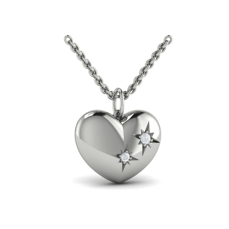 Diamond Starburst Heart Pendant Necklace