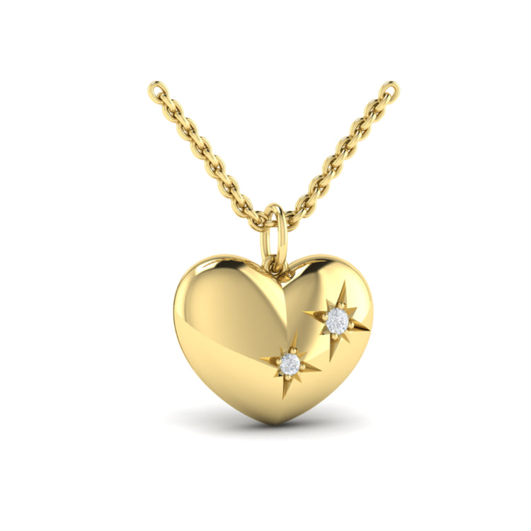 Diamond Starburst Heart Pendant Necklace