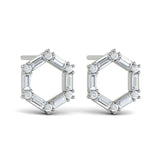 Diamond Baguette Open Honeycomb Stud Earrings