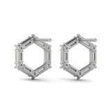 Diamond Baguette Open Honeycomb Stud Earrings