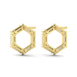 Diamond Baguette Open Honeycomb Stud Earrings