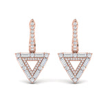Diamond Baguette Double Trinity Huggie Earrings