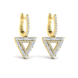 Diamond Baguette Double Trinity Huggie Earrings