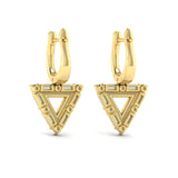 Diamond Baguette Double Trinity Huggie Earrings