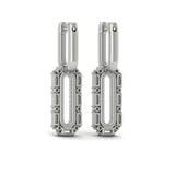 Diamond Baguette Double Row Link Drop Huggie Earrings