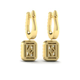 Diamond Baguette Halo Drop Huggie Earrings