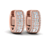 Diamond Baguette Multi Row Huggie Earrings