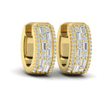 Diamond Baguette Multi Row Huggie Earrings