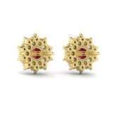 Diamond Star Cluster And Ruby Stud Statement Earrings