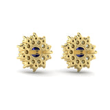 Diamond Star Cluster And Blue Sapphire Stud Statement Earrings