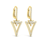 Diamond Open Double Trinity Huggie Earrings