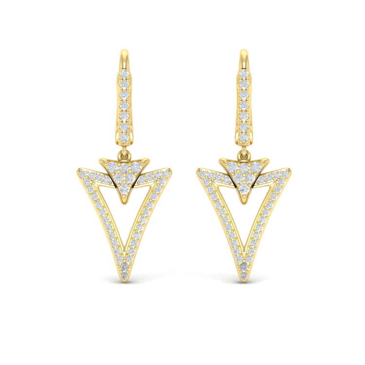 Diamond Open Double Trinity Huggie Earrings