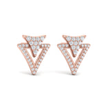 Diamond Double Trinity Open Stud Earrings