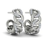 Alternating Diamond Link Huggie Hoop Earrings