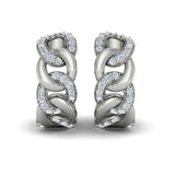 Alternating Diamond Link Huggie Hoop Earrings