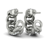 Alternating Diamond Link Huggie Hoop Earrings