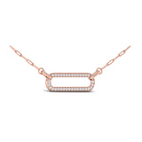 Diamond East West Open Oval Pendant Link Necklace