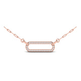 Diamond East West Open Oval Pendant Link Necklace