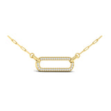 Diamond East West Open Oval Pendant Link Necklace