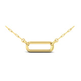 Diamond East West Open Oval Pendant Link Necklace