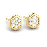 Diamond Cluster Honeycomb Stud Earrings