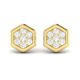 Diamond Cluster Honeycomb Stud Earrings