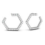 Diamond Forward-Facing Honeycomb Open Hoop Earrings