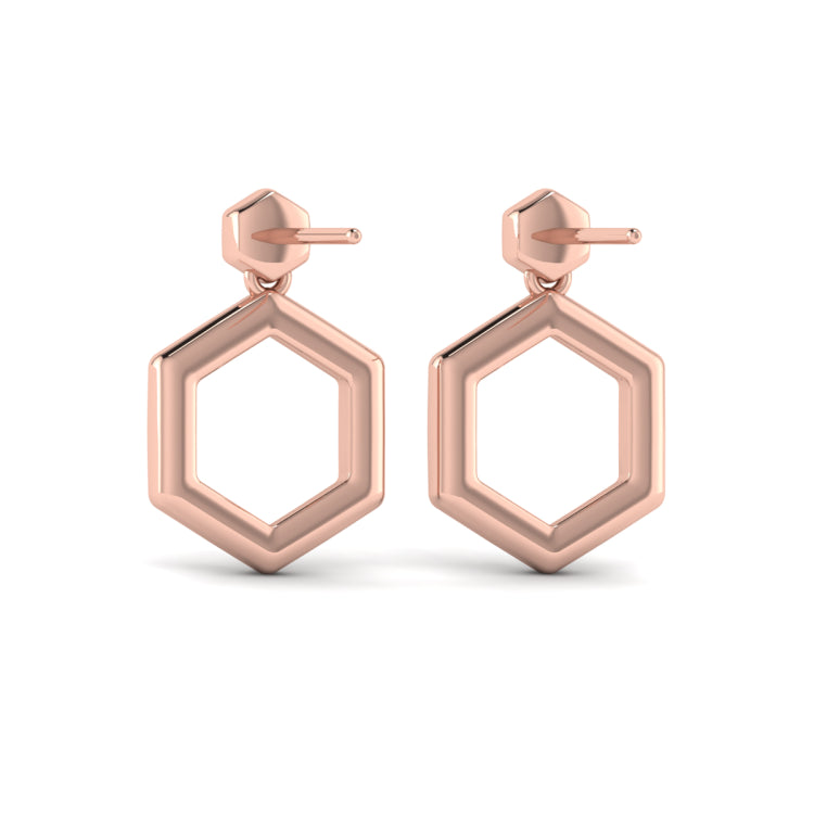 Channel Set Diamond Open Honeycomb Drop Stud Earrings
