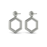 Channel Set Diamond Open Honeycomb Drop Stud Earrings