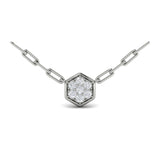 Diamond Cluster Single Honeycomb Link Necklace
