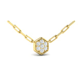 Diamond Cluster Single Honeycomb Link Necklace