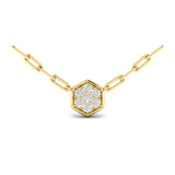 Diamond Cluster Single Honeycomb Link Necklace