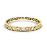Reverse Channel Set Link With Diamonds Hinged Bangle