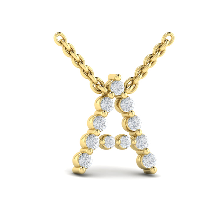 Diamond  Alphabet Pendant Necklace, A
