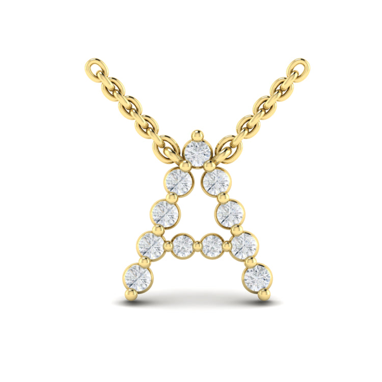 Diamond  Alphabet Pendant Necklace, A